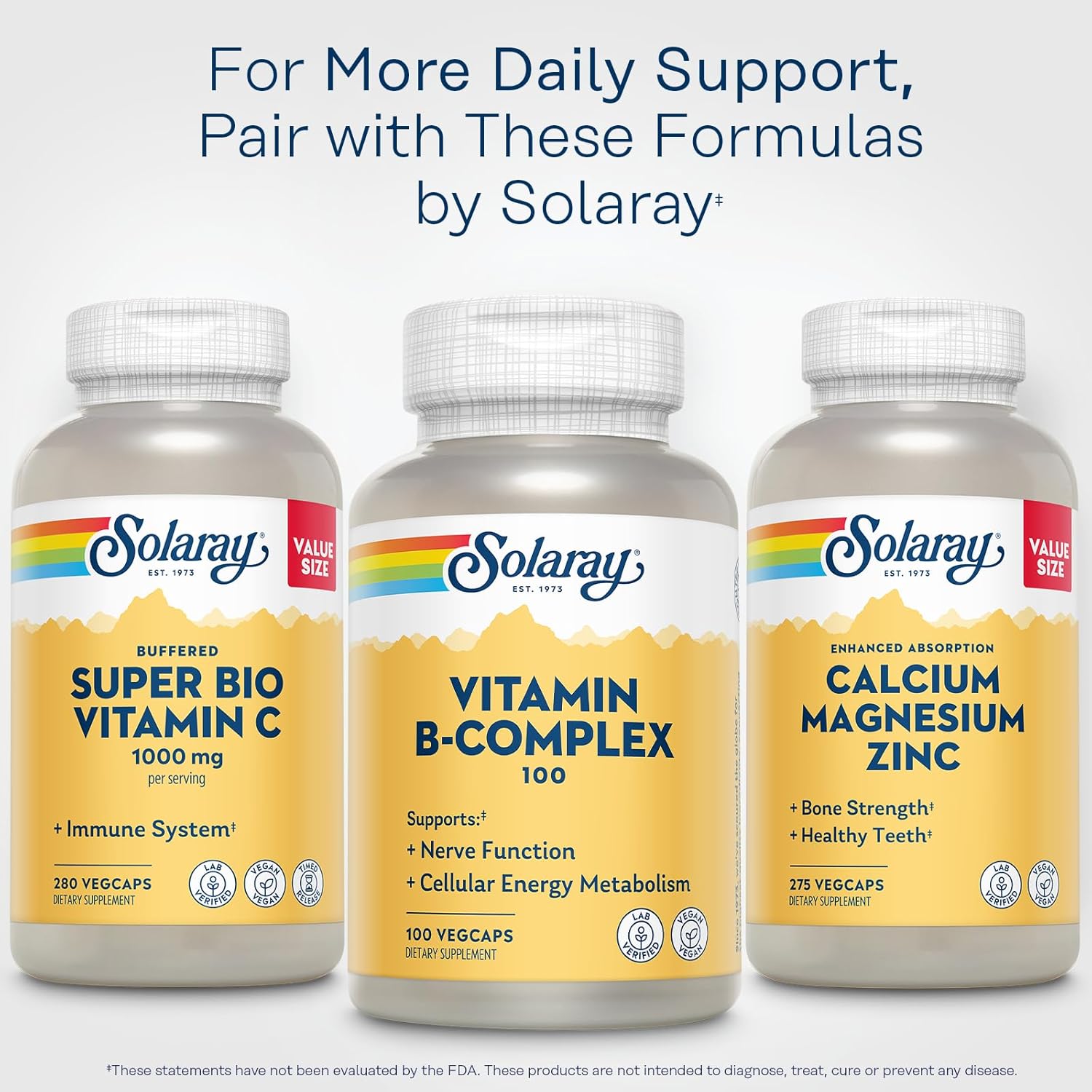 SOLARAY Vitamin B Complex 100mg – All 8 B Vitamins for Energy, Nerve and Heart Health (100 Vegan Capsules)