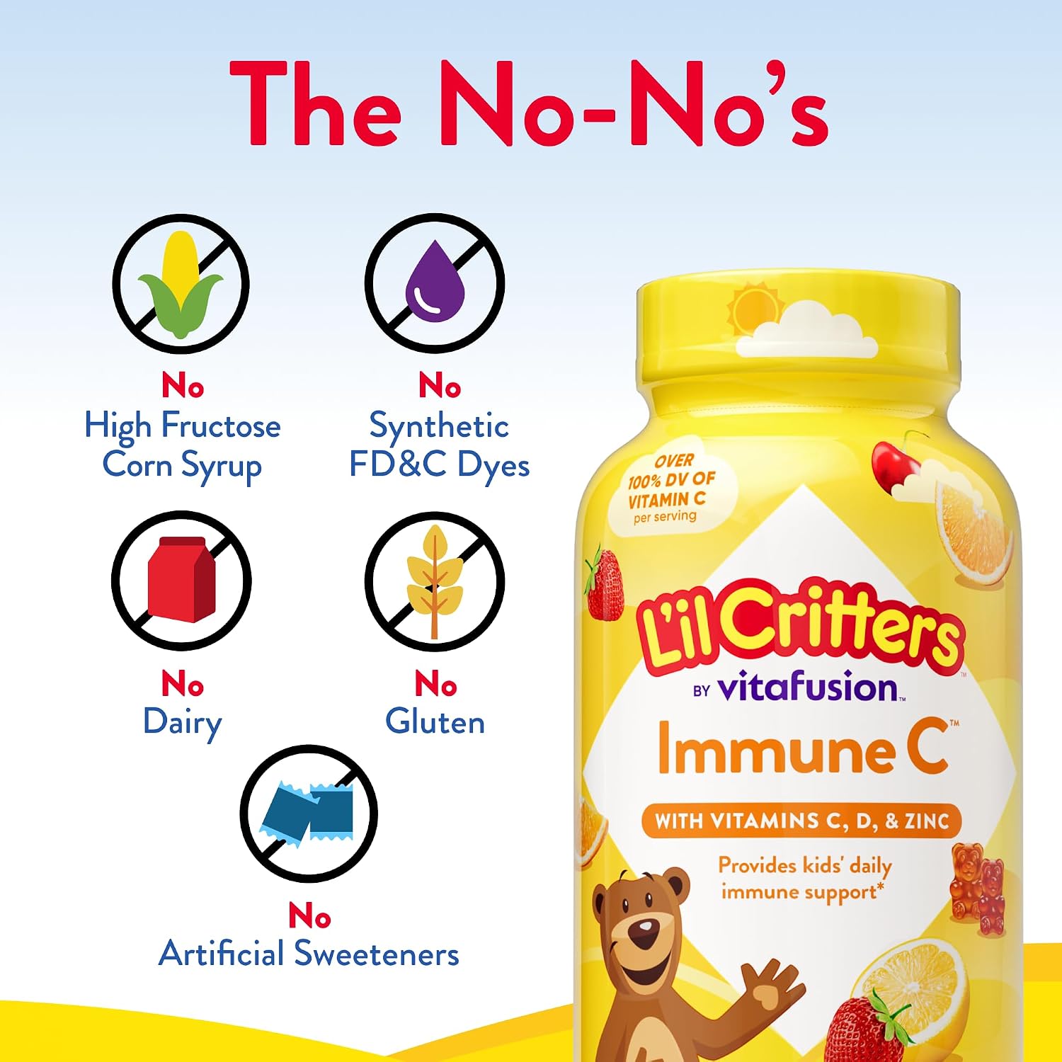 L'il Critters Kids Immune C | Vitamin C and Zinc Gummies | 190 Count | Assorted Fruit Flavors | Gluten- and Dairy-Free Children's Gummy Supplement