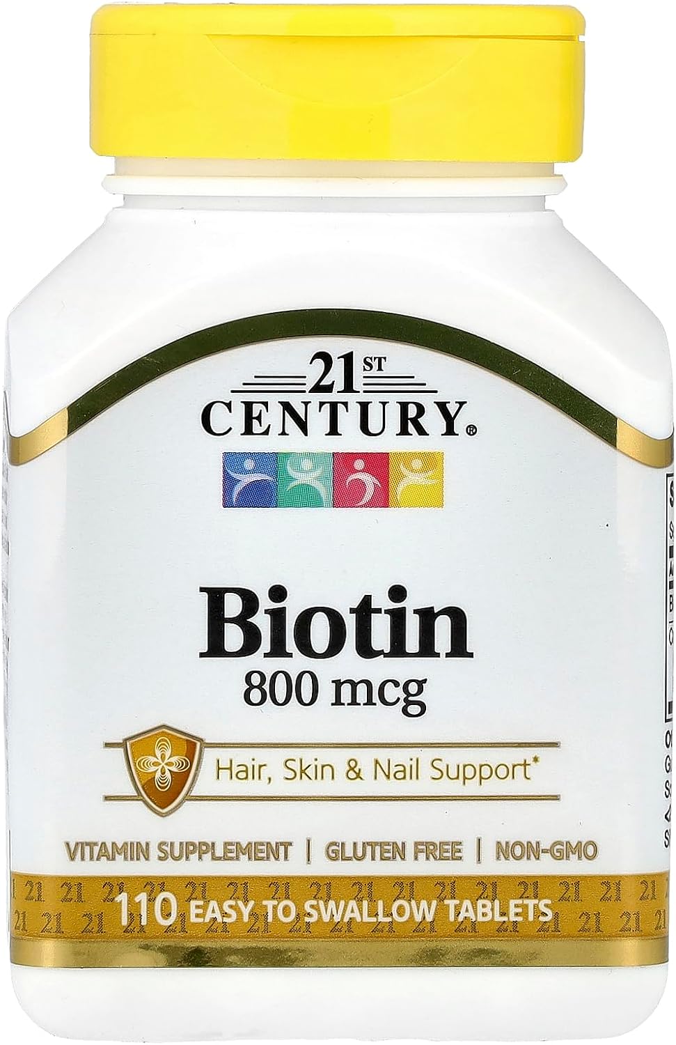 21st Century Biotin Tablets, 800 mcg, 110 Count (Pack of 3) - görsel 1