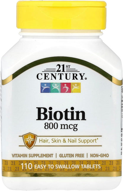 21st Century Biotin Tablets, 800 mcg, 110 Count (Pack of 3)