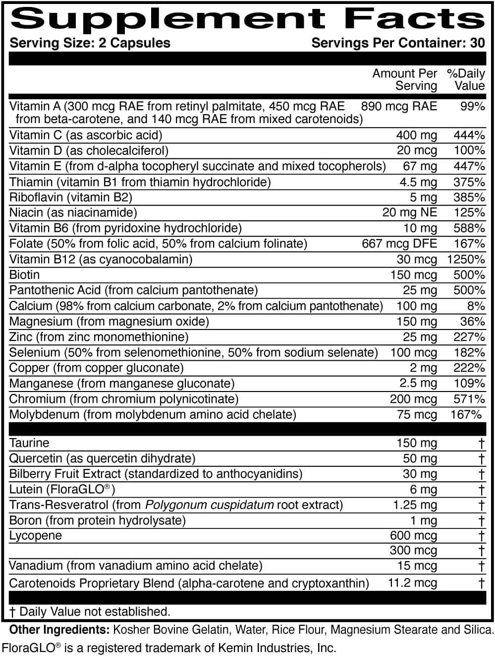 ScienceBased Health OcularEssentials – Daily Multivitamin for Vision Support – 60 Capsules