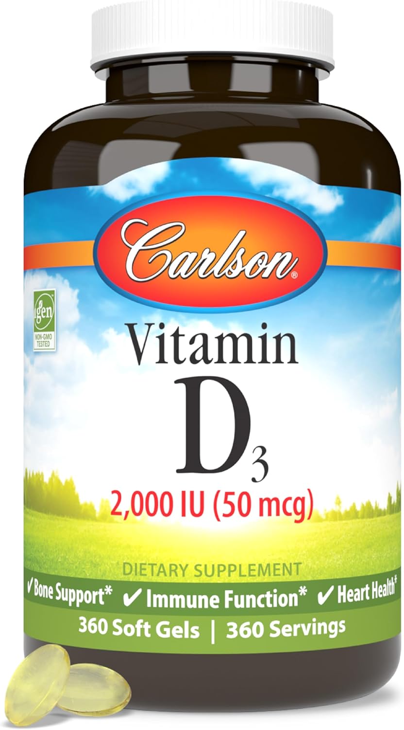 Carlson Vitamin D3, 2000 IU (50 mcg), 360 Softgels