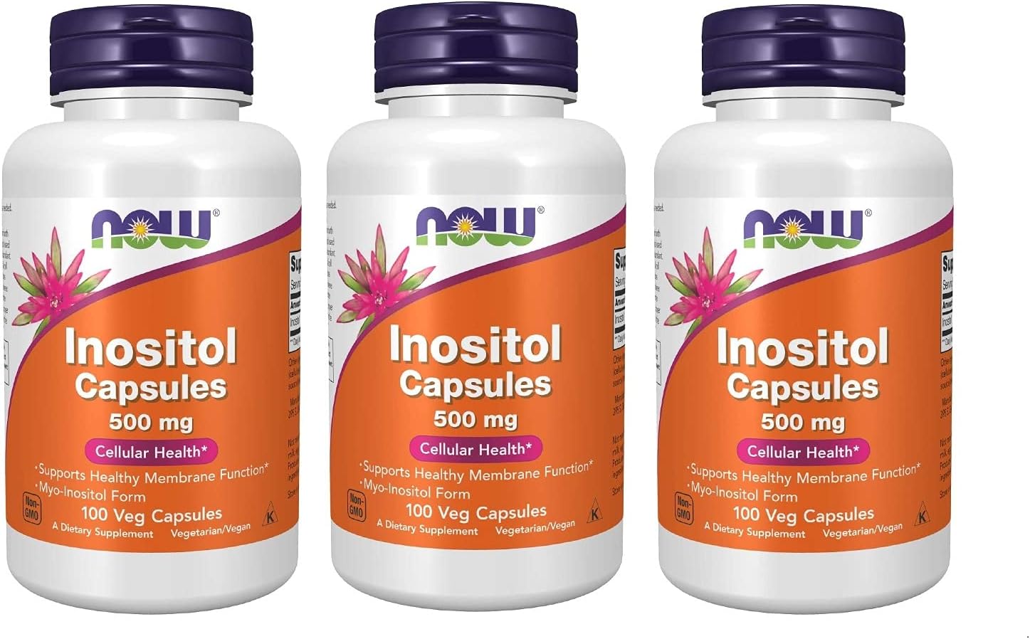 NOW Foods Inositol 500 mg, 100 Capsules (Pack of 3)