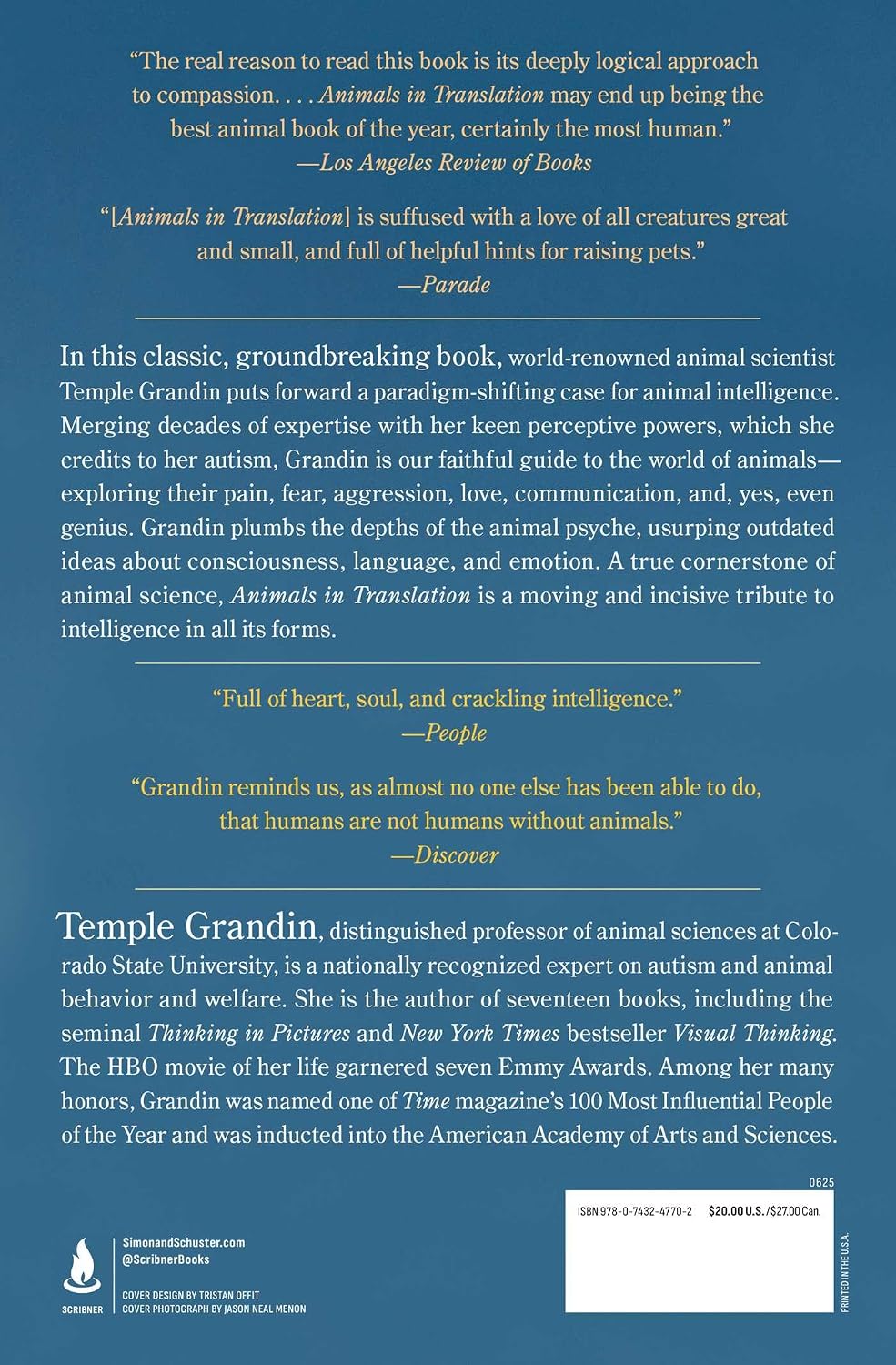 Animals in Translation: Using the Mysteries of Autism to Decode Animal Behaviour