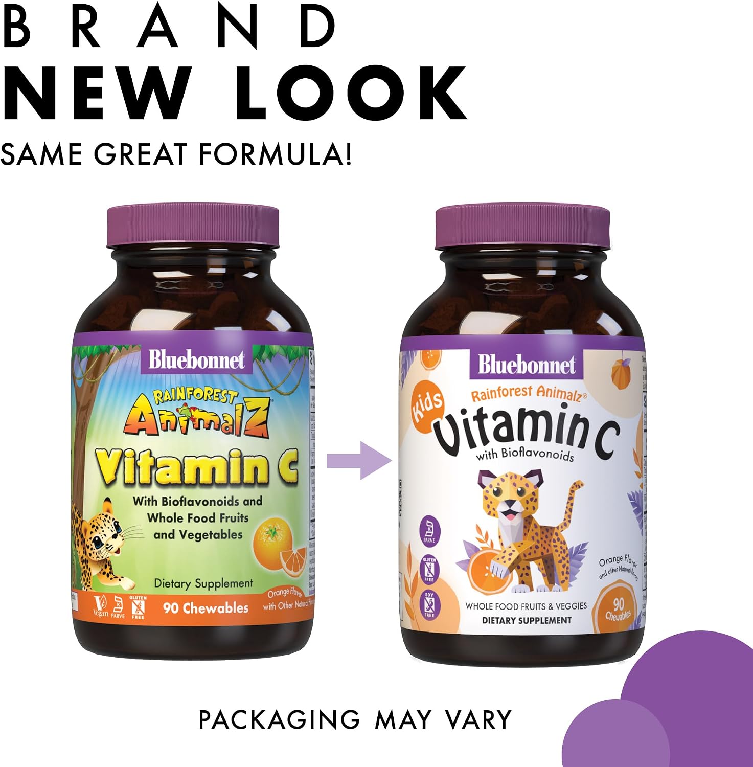 Bluebonnet Nutrition Rainforest Animalz Vitamin C Animal Shape Chewable Tablets, 250mg, Orange Flavour, 90 Count