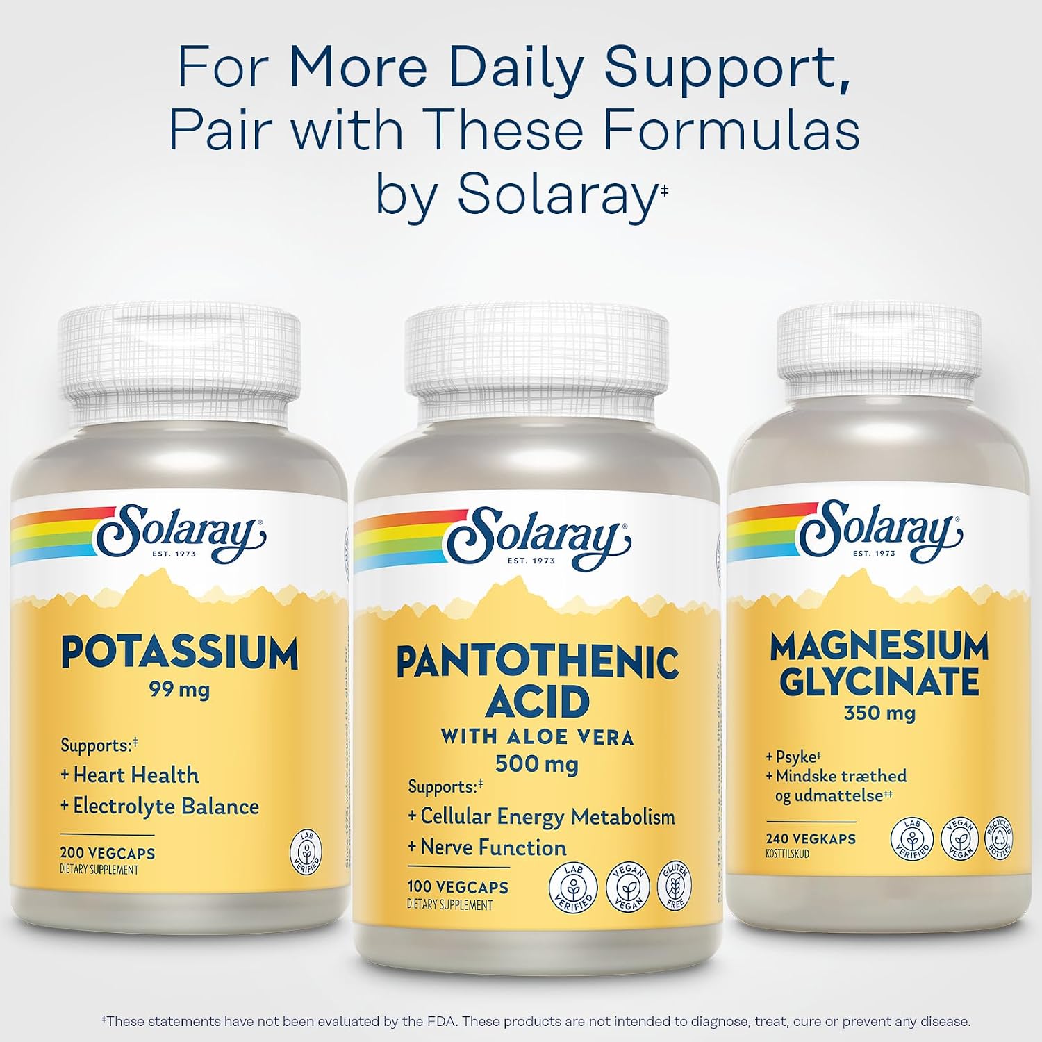 SOLARAY Pantothenic Acid 500 mg – Vitamin B5 Supplement – 100 VegCaps