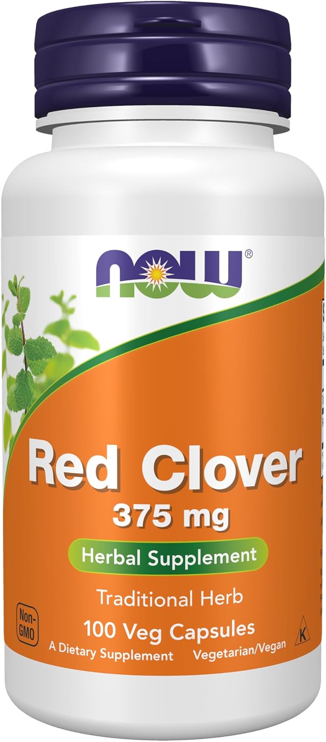 NOW Foods Red Clover (Trifolium pratense), 375 mg, 100 Vegetable Capsules