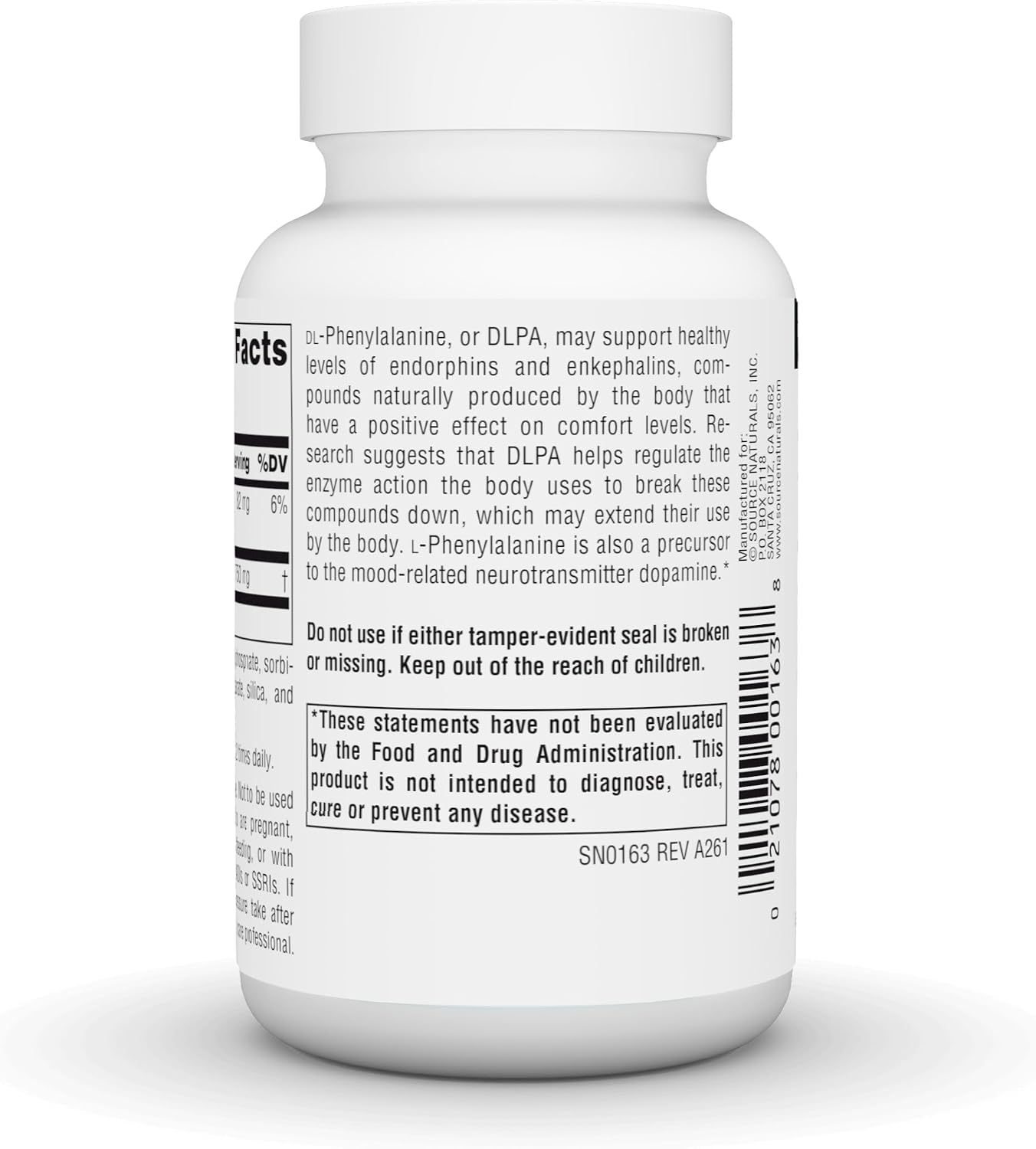 Source Naturals DLPA DL-Phenylalanine, Promotes Alertness* – 375 mg – 120 Tablets