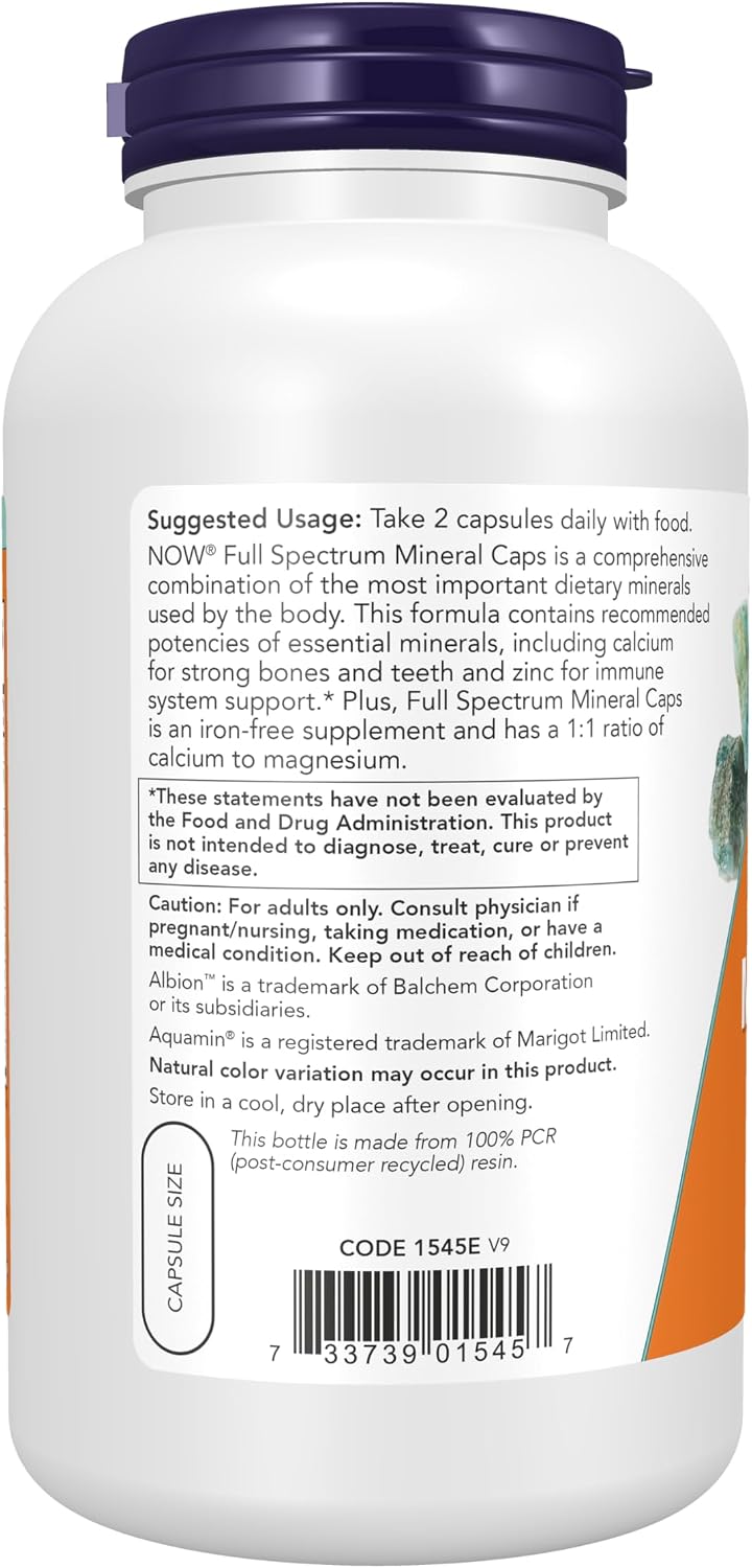 NOW Full Spectrum Mineral Caps, Multi-Mineral Formula, 240 Veg Capsules