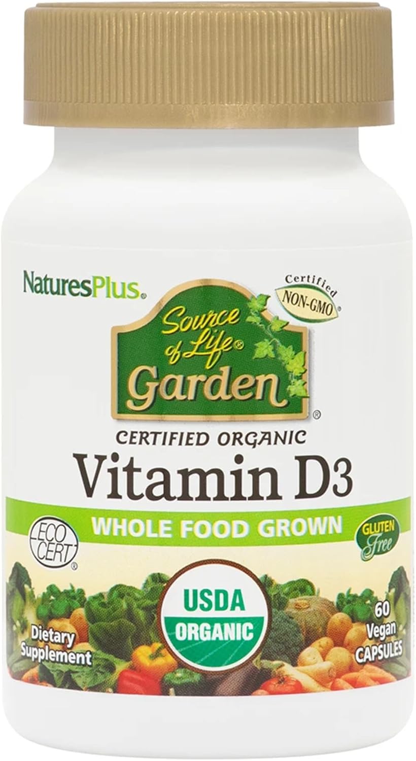 NaturesPlus Source of Life Garden Vitamin D3 - 5000 IU (125 mcg), 60 Vegan Capsules