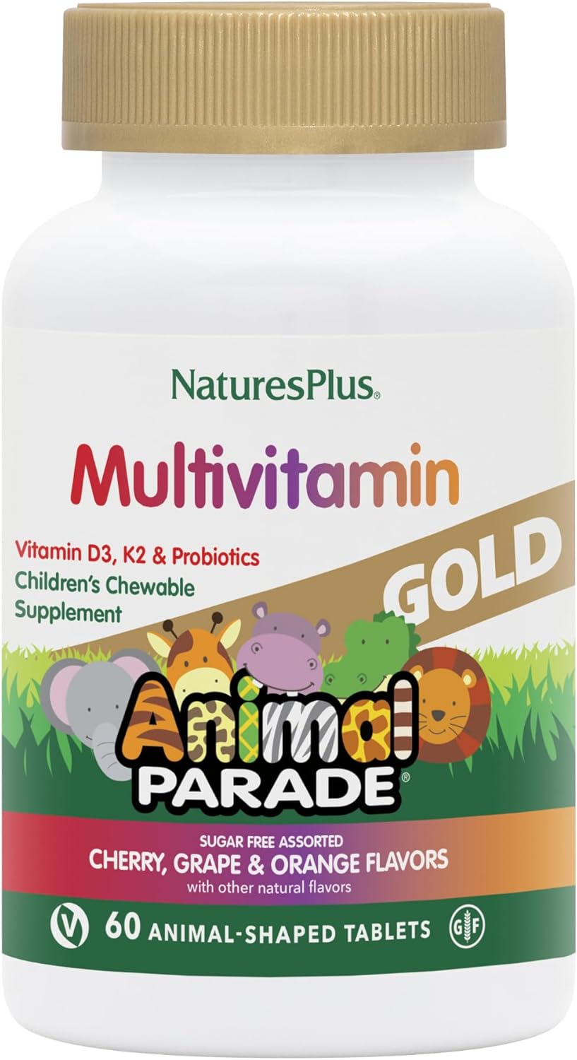 NaturesPlus Animal Parade Source of Life Gold Children's Chewable Multivitamin – 60 Chewable Tablets