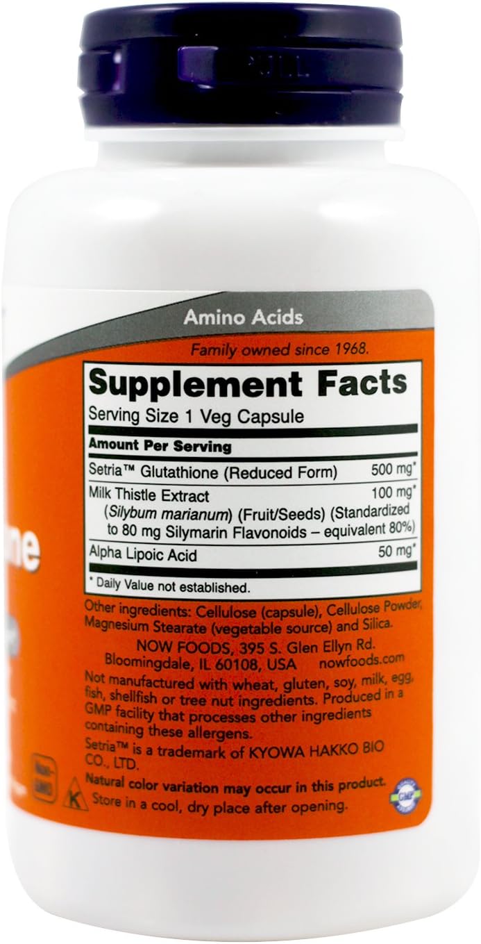 Now Foods Glutathione 500 mg, 60 Vcaps (2-Pack)
