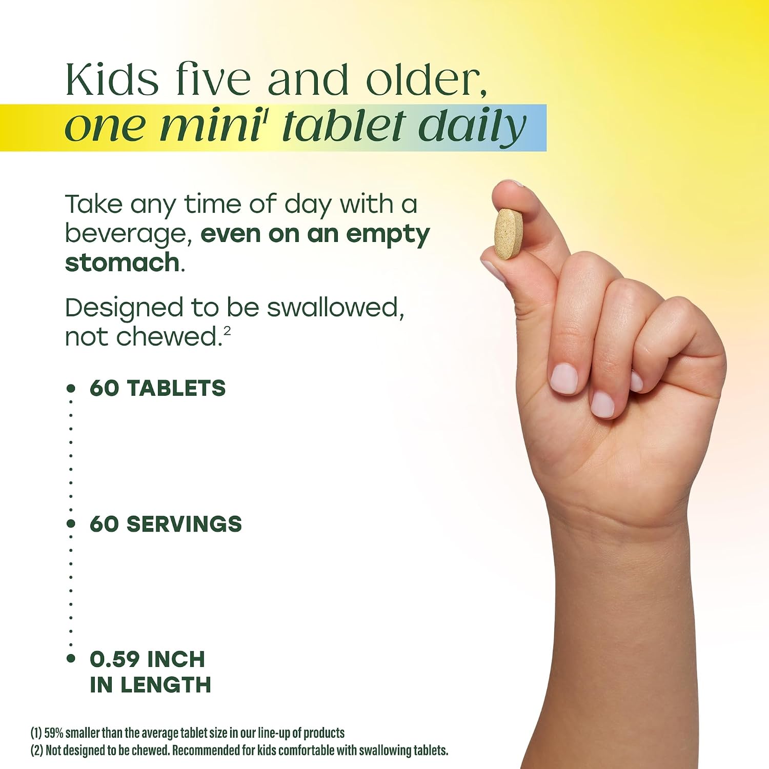 MegaFood Kids One Daily Multivitamin - Convenient Mini Multivitamin for Kids - with Zinc, Vitamins C, B & D - Vegetarian, Gluten Free, Non GMO - 60 Tablets
