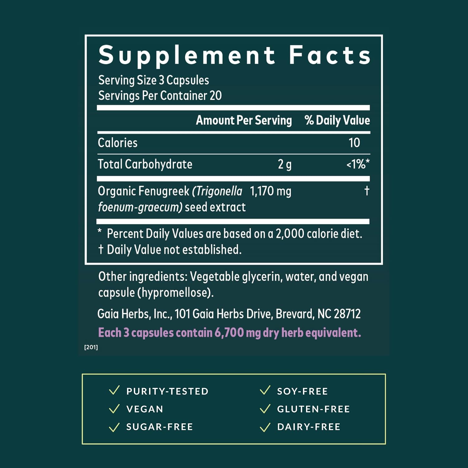 Gaia Herbs Fenugreek Seed – 60 Vegan Liquid Phyto-Capsules