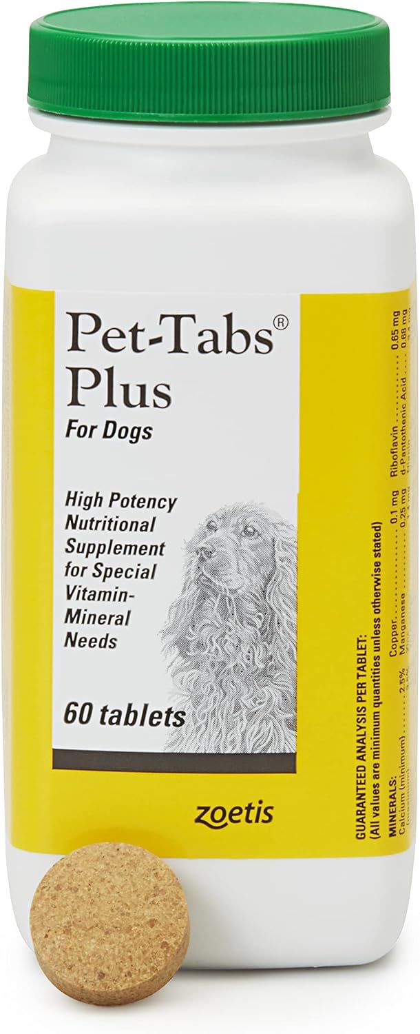 Pet-Tabs Plus Multivitamin and Mineral Supplement for Dogs with Special Nutritional Needs, Chewable Tablet, 60 Count