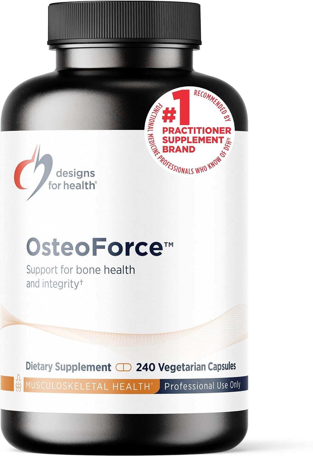 Designs for Health OsteoForce - Premium Bone Support Supplement with Calcium Malate, Magnesium, Zinc Bisglycinate, Vitamins D & K - Non-GMO, Soy Free (240 Capsules)