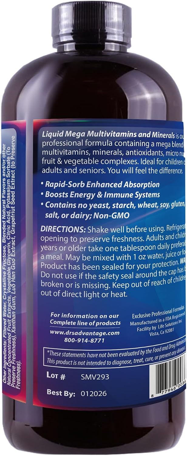 Liquid Mega MultiVitamins & Minerals - 16 oz (473 mL)