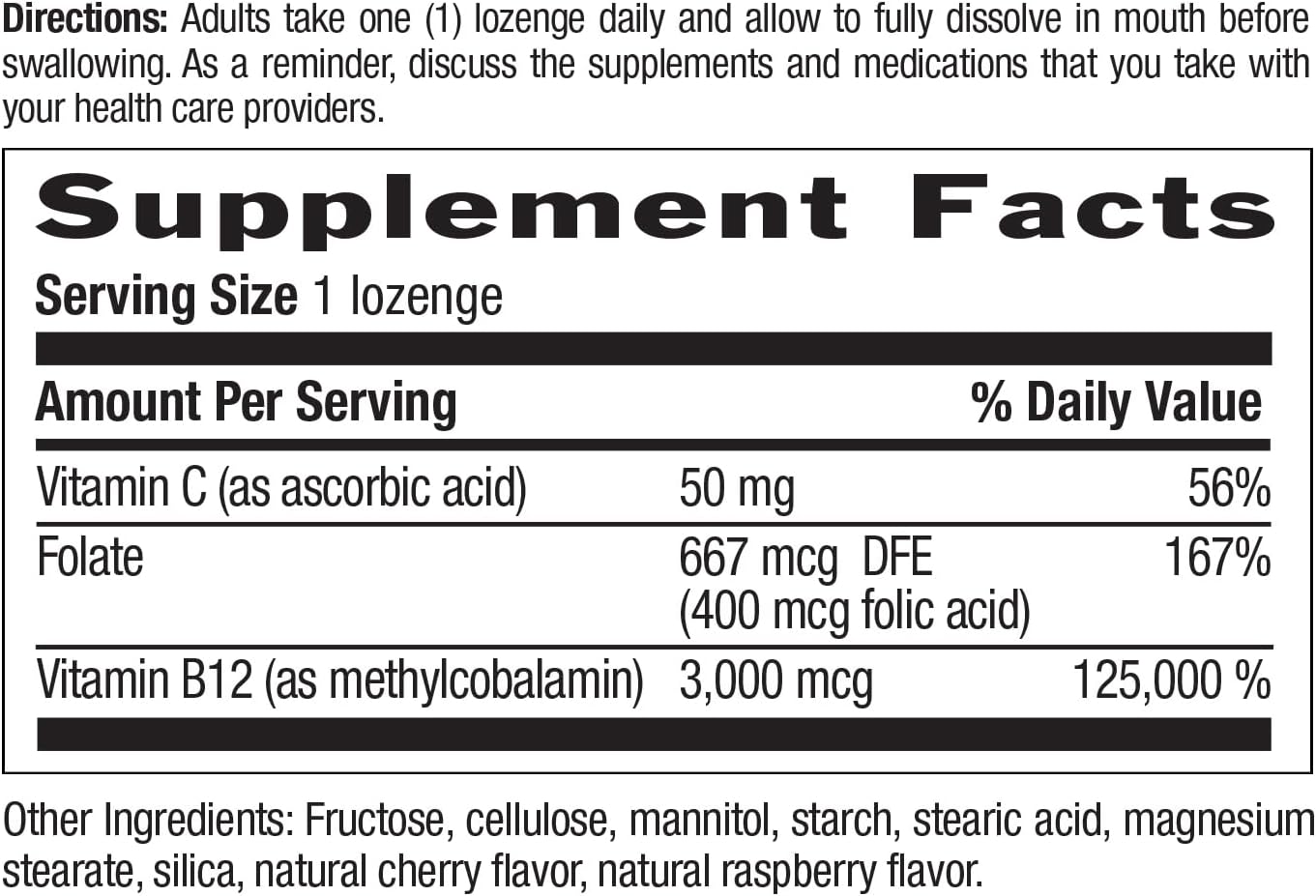 Country Life Methyl B12, 3000 mcg Lozenges - Berry Flavour, 120 Vegan Lozenges