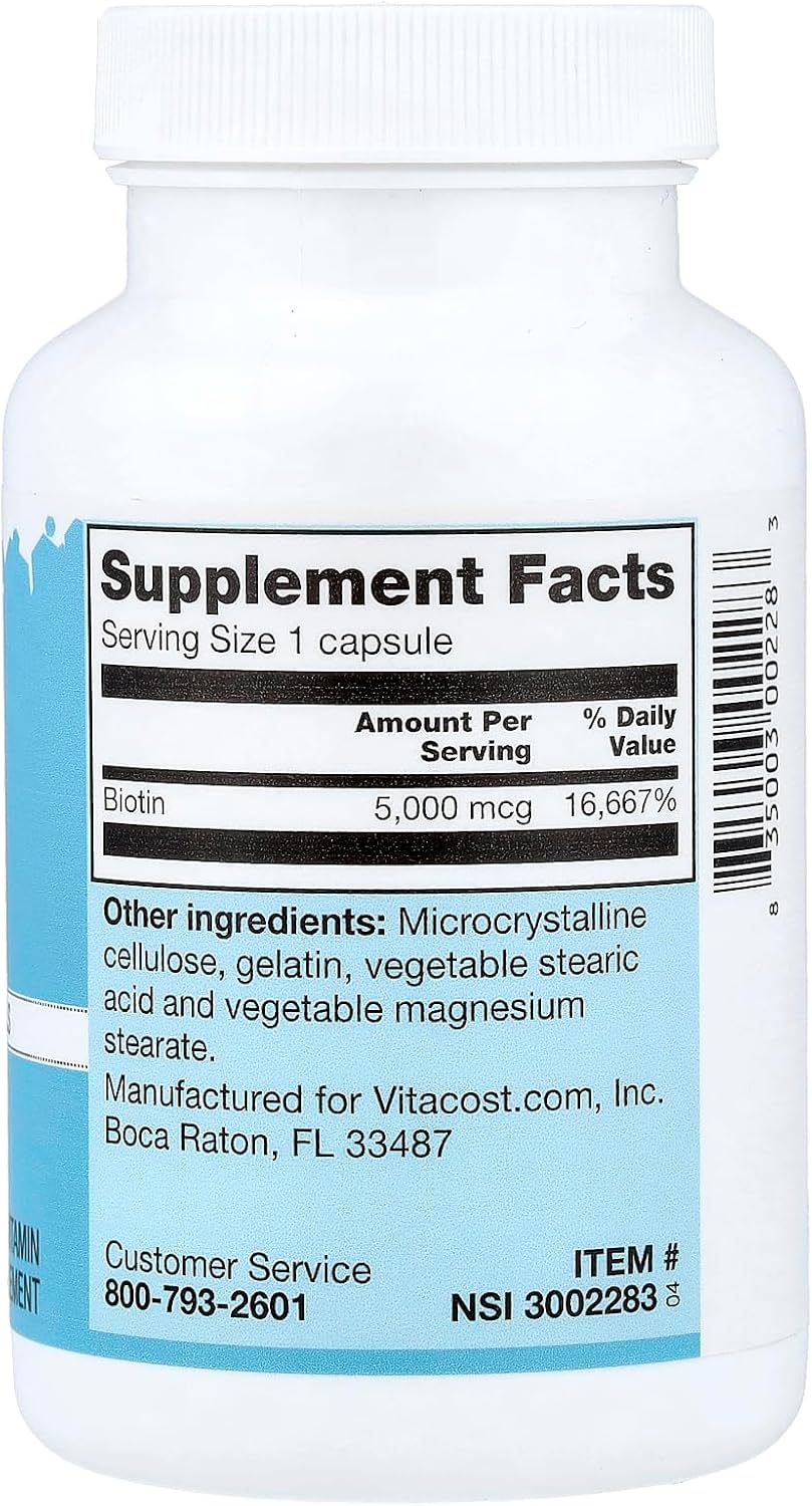 Vitacost Biotin 5000 mcg – 300 Capsules