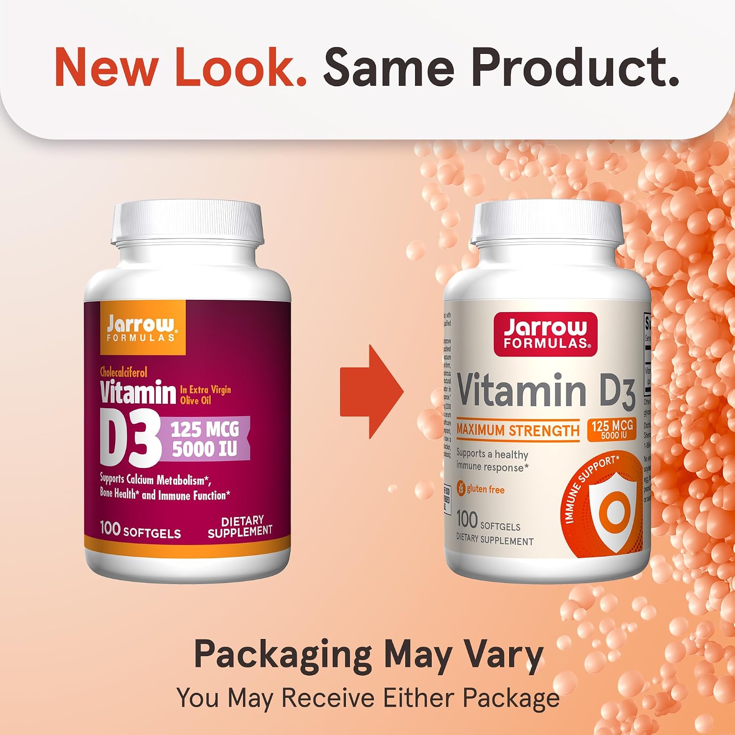 Jarrow Formulas Vitamin D3 125 mcg (5,000 IU) Softgels - 100 Count