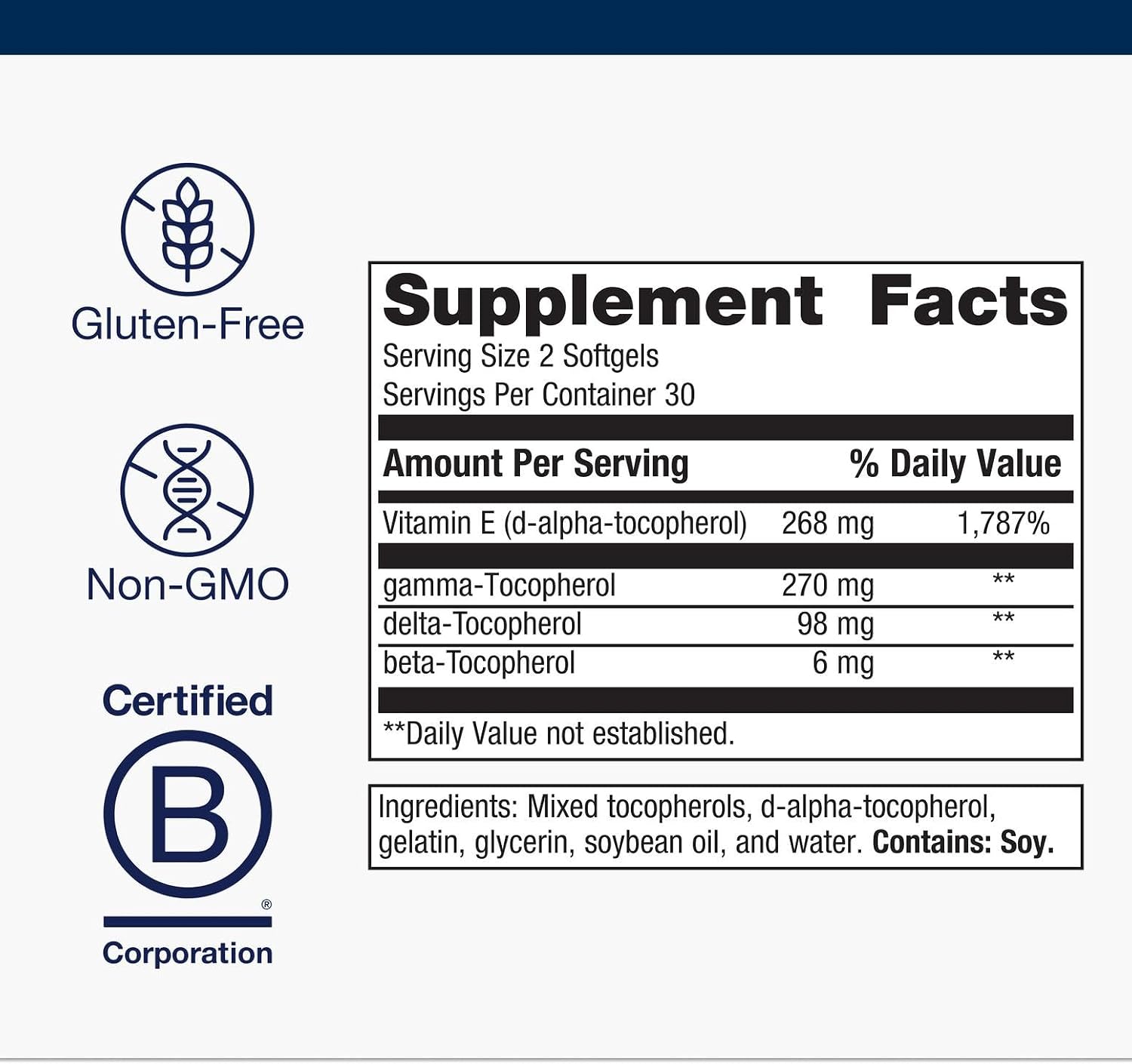 Metagenics Vitamin E Mixed Tocopherols - High-Potency Antioxidant Supplement with Alpha & Gamma Tocopherols - Supports Heart, Immune & Cellular Health - Non-GMO, Gluten-Free - 60 Softgels