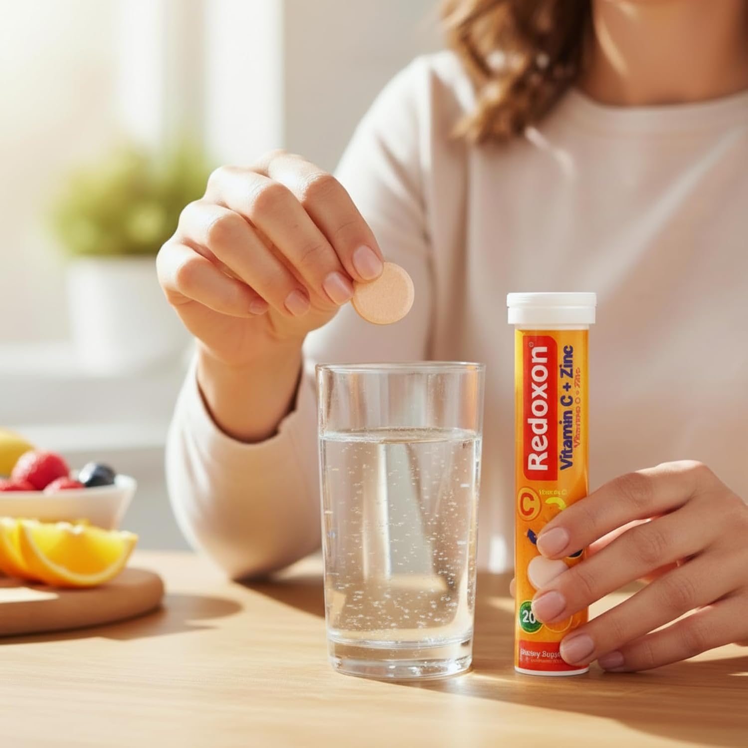 Redoxon Vitamin C + Zinc Effervescent Tablets, Orange Flavour (20 Tablets)