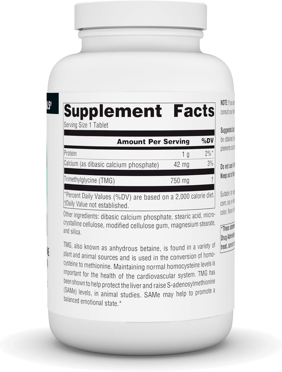 Source Naturals TMG, Trimethylglycine (Anhydrous Betaine) – 750 mg – 240 Vegetarian Tablets