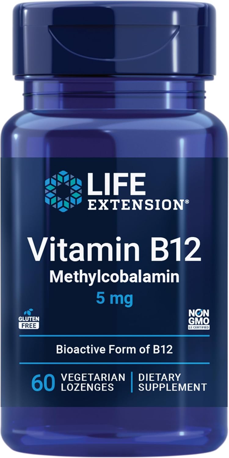 Life Extension Vitamin B12 Methylcobalamin 500mcg - Quick-Dissolving Lozenges for Energy & Brain Function - 100 Count