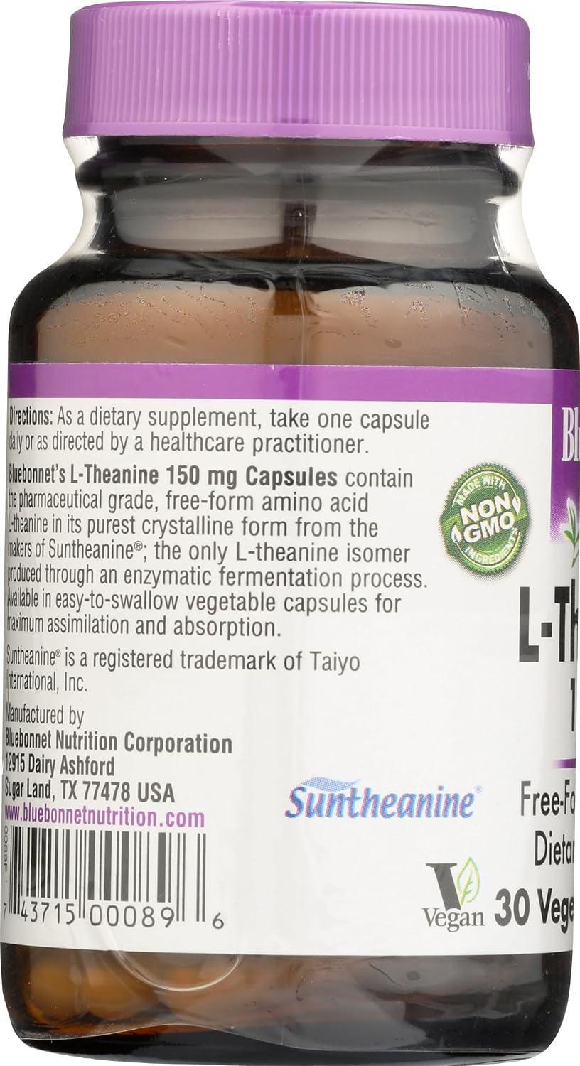 Bluebonnet Nutrition L-Theanine 200 mg, 30 Capsules