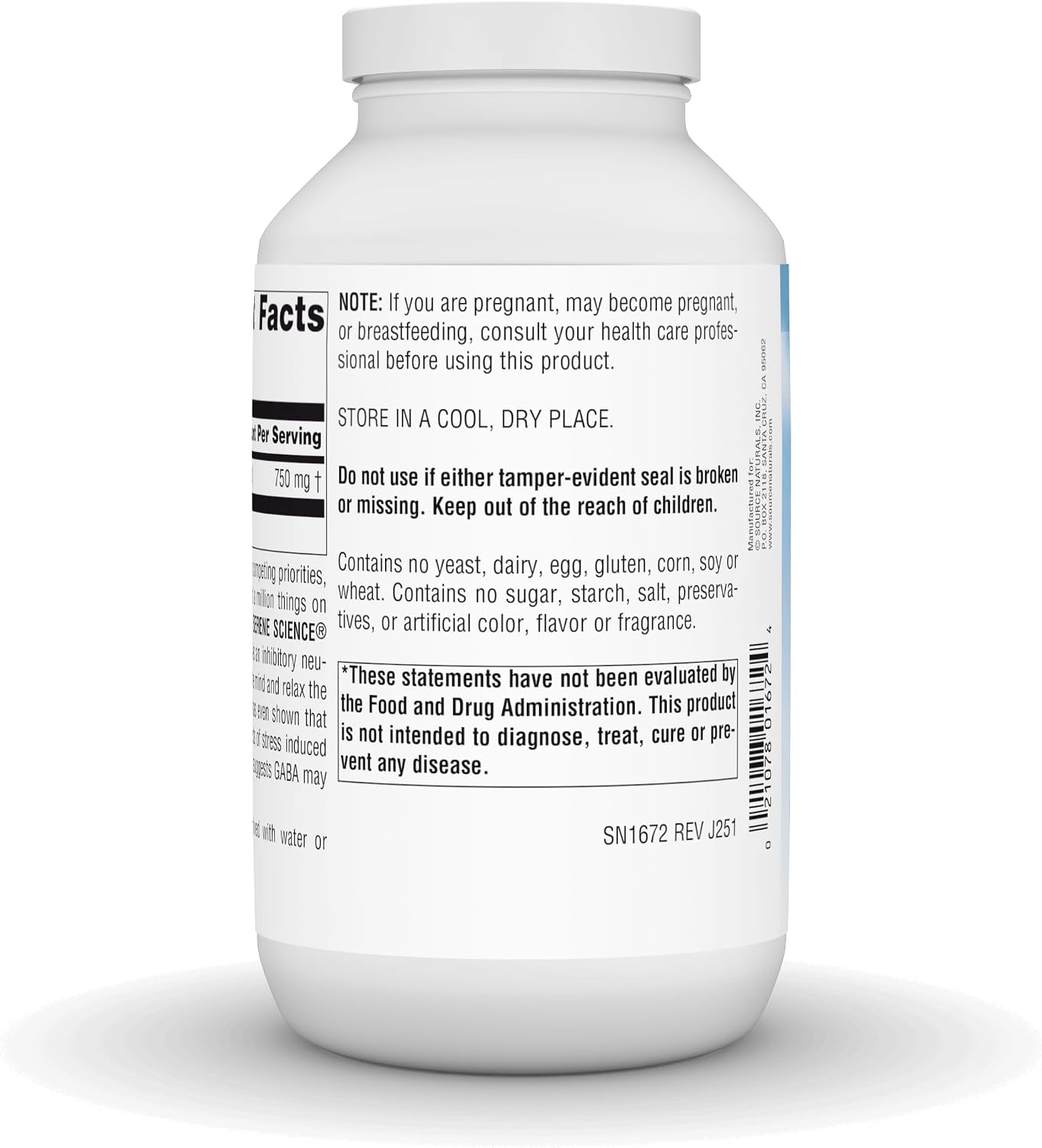 Source Naturals Serene Science GABA – Calm Mind – 750 mg – 227 g Powder