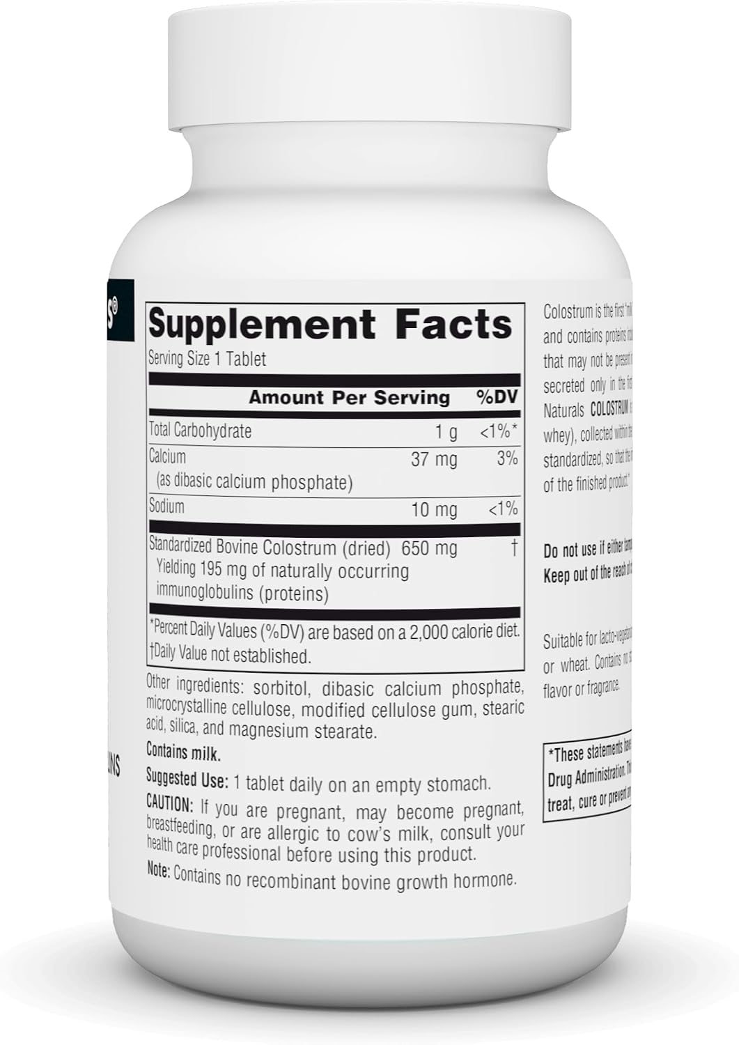 Source Naturals Colostrum, Standardized to 30% Immunoglobulins, 60 Tablets