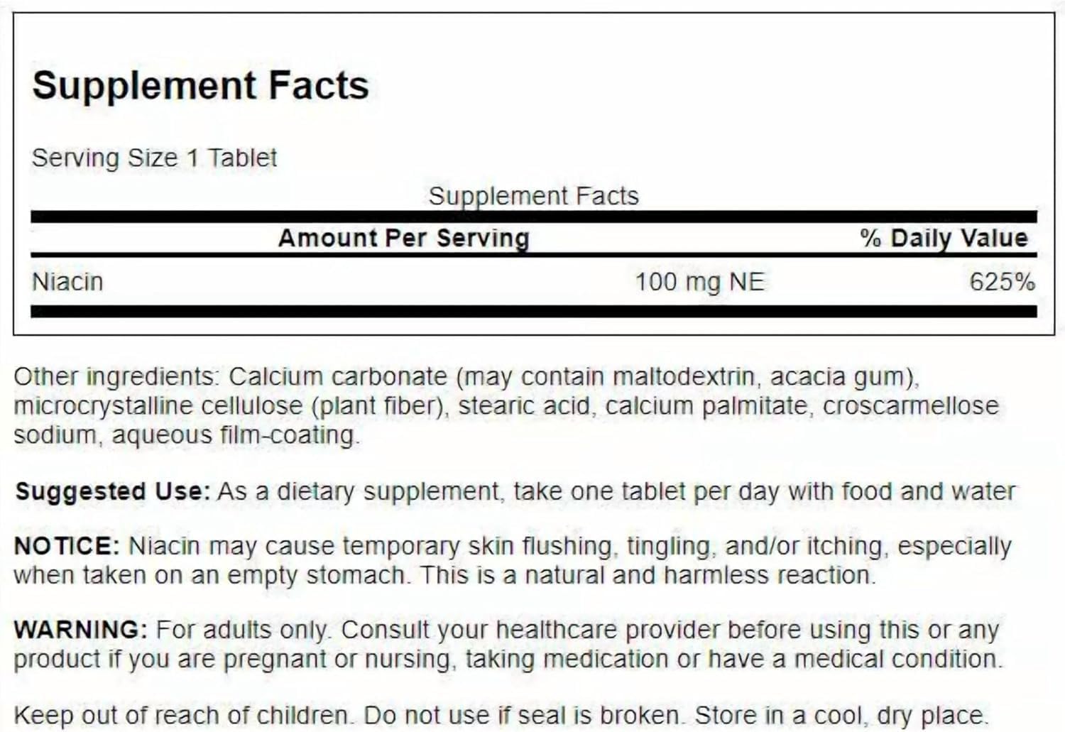 Swanson Niacin (B3) 500 mg, 250 Capsules – Cardiovascular Health Support