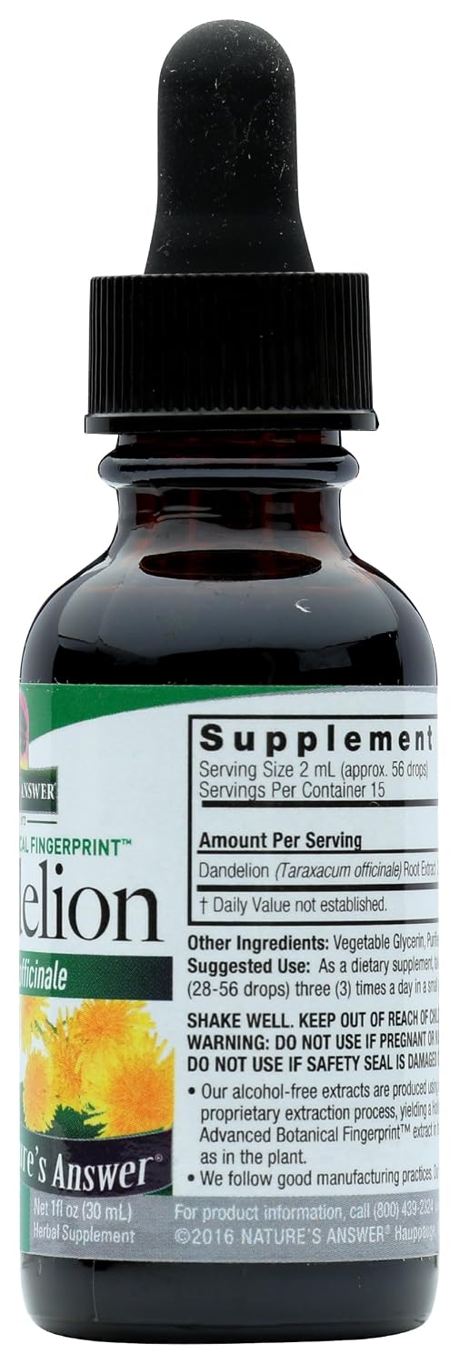 Nature's Answer Dandelion Root Alcohol-Free, 30 mL
