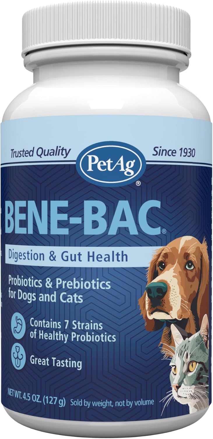 PetAg Bene-Bac - 454 g Powder - Probiotics for Dogs, Cats, Exotic & Wildlife Mammals