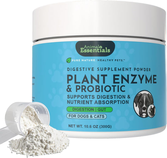 Animal Essentials Plant Enzyme & Probiotics - Probiotic & Digestive Enzyme Powder for Dogs & Cats, 300 g