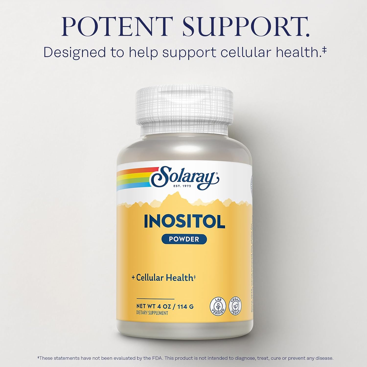 SOLARAY Pure Inositol Powder - Vegan, Lab Verified, 113 g (4 oz) – 163 Servings