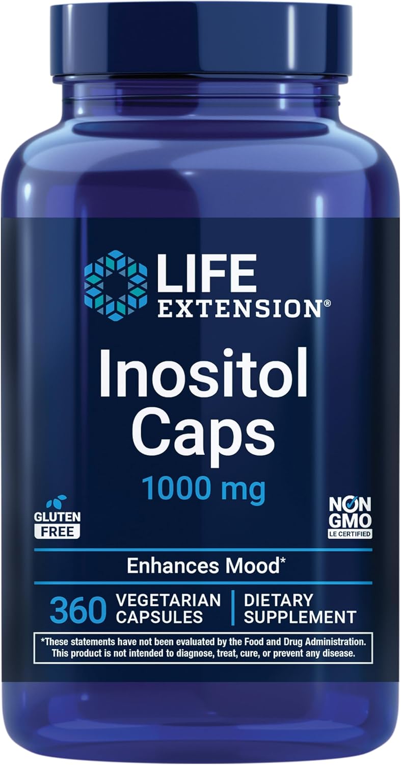 Life Extension Inositol Caps – 1000 mg, Myo-Inositol – Mood Health, Wellbeing, Healthy Metabolism, Hormone Balance – Gluten-Free, Non-GMO, Vegetarian – 360 Capsules