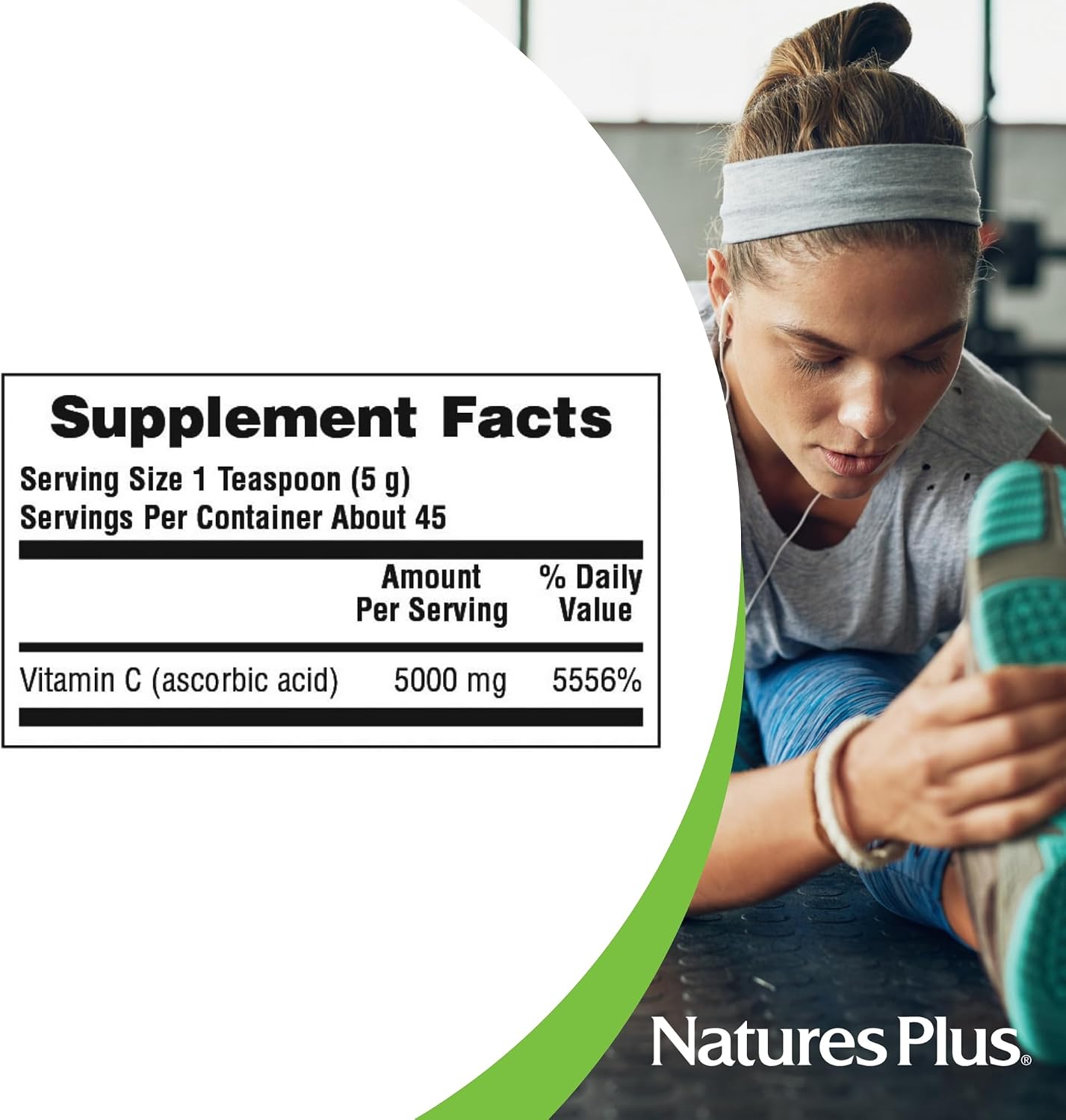 NaturesPlus Vitamin C Micro-Crystals – 8 oz (227 g) (5000 mg per Serving)