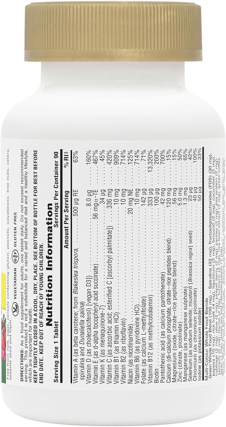 NaturesPlus Source of Life GOLD Multivitamin - 180 Mini-Tablets - With Vitamins D3, B12 & K2 - Blood, Bone & Immune Support - Vegetarian & Gluten Free