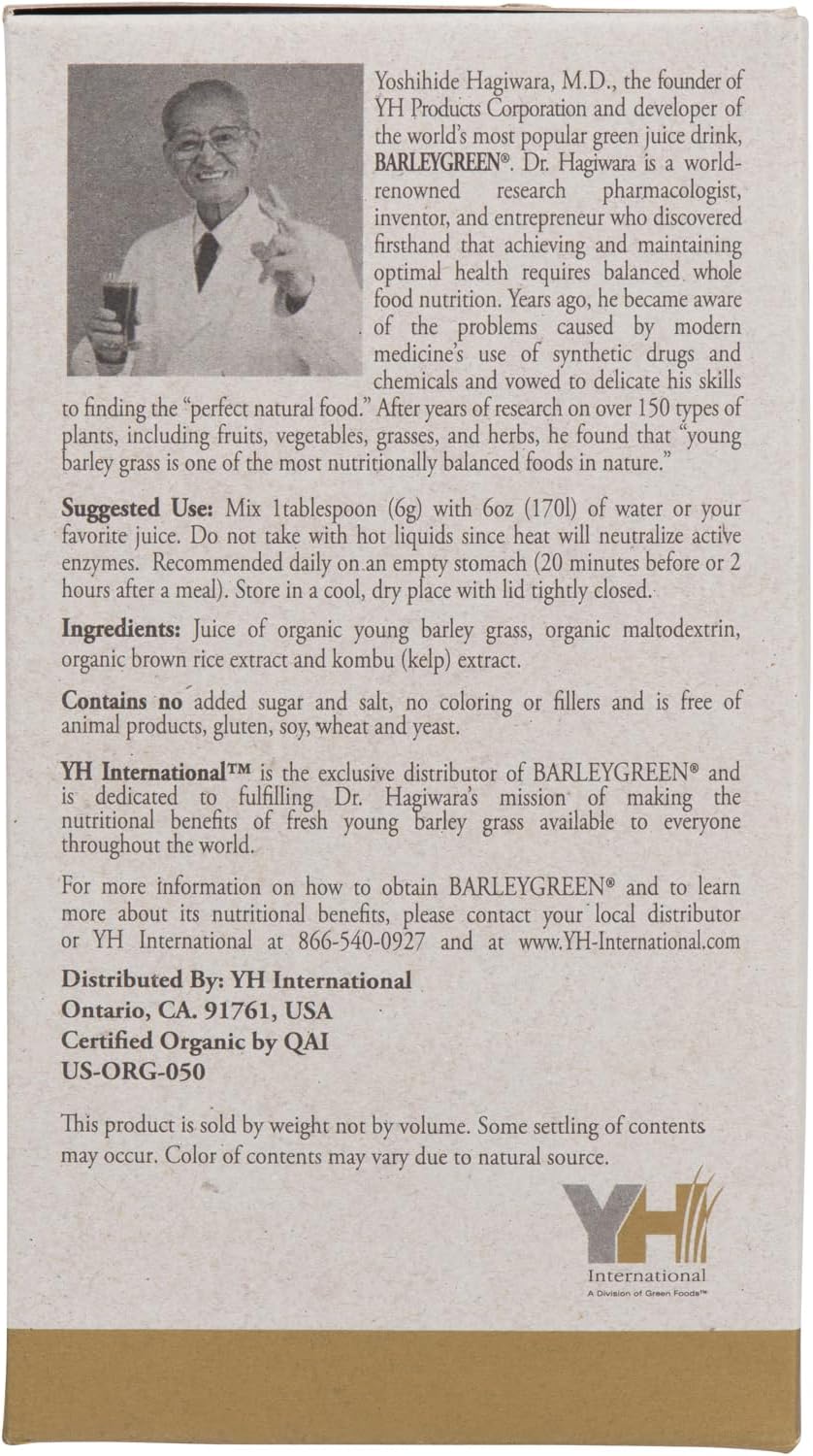 Dr. Hagiwara's Original Premium Barley Grass Juice Powder with Kelp - Organic, 240 g (8.5 oz)
