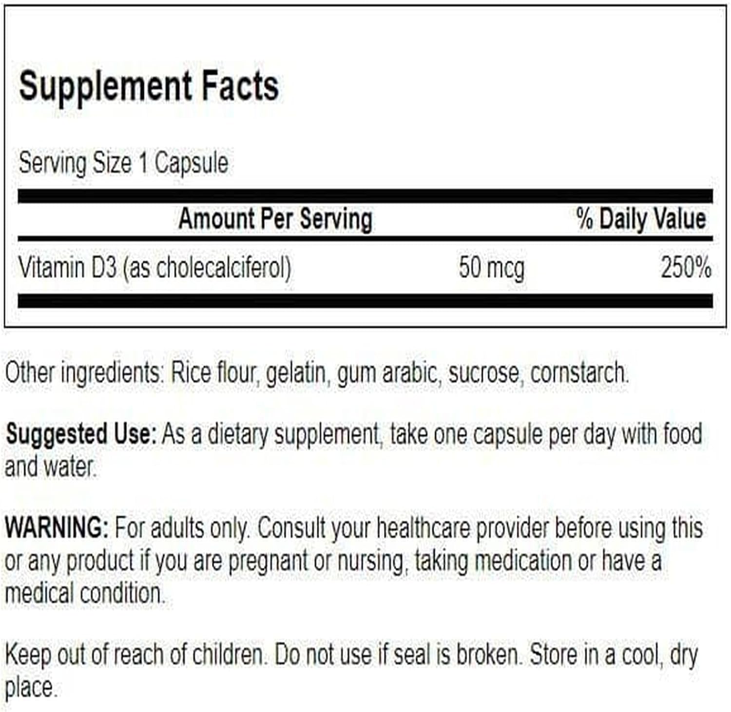 Swanson Higher Potency Vitamin D-3 2000 IU (50 mcg) – 250 Capsules