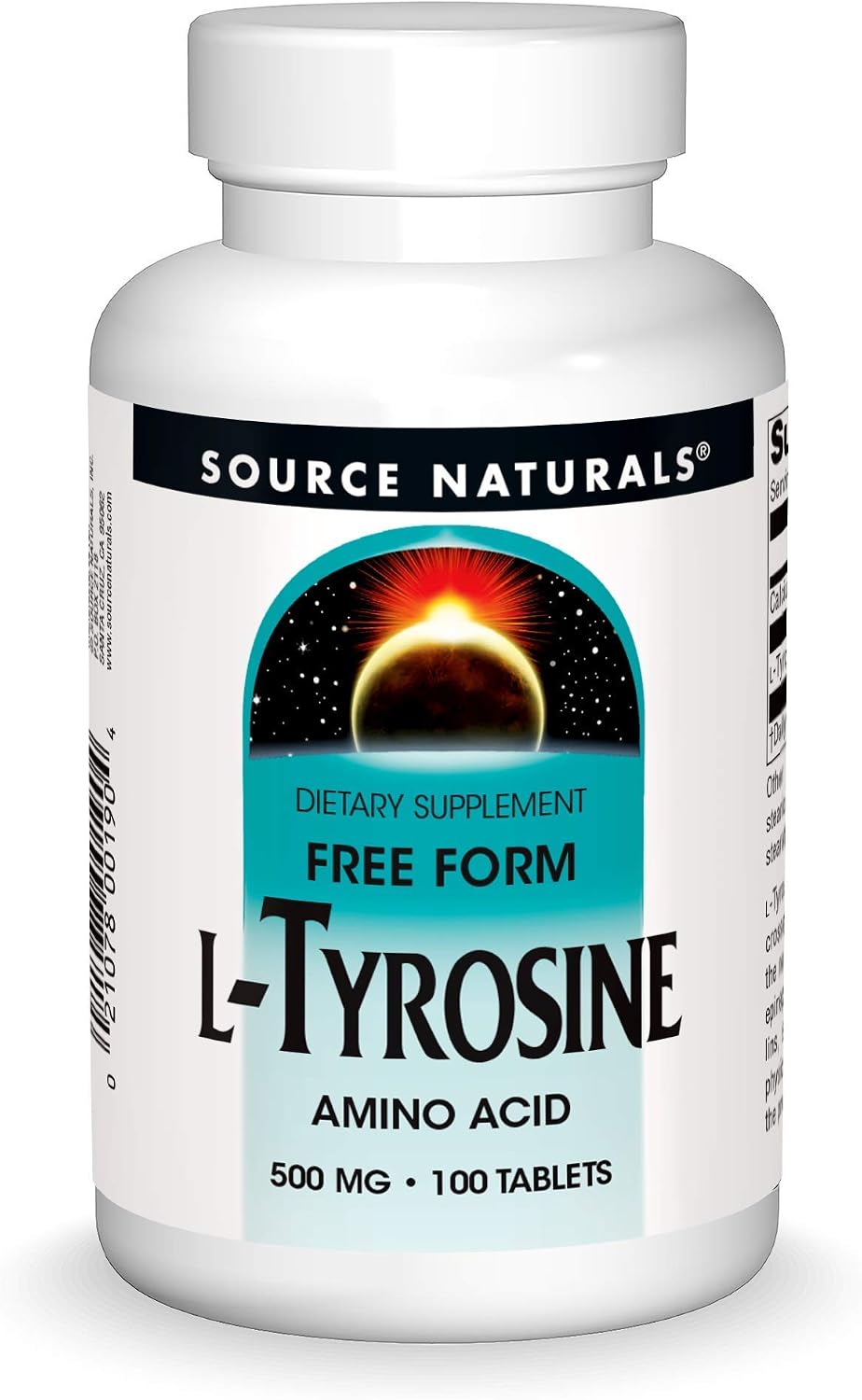 Source Naturals L-Tyrosine, Free-Form Amino Acid Supplement, 100 Tablets