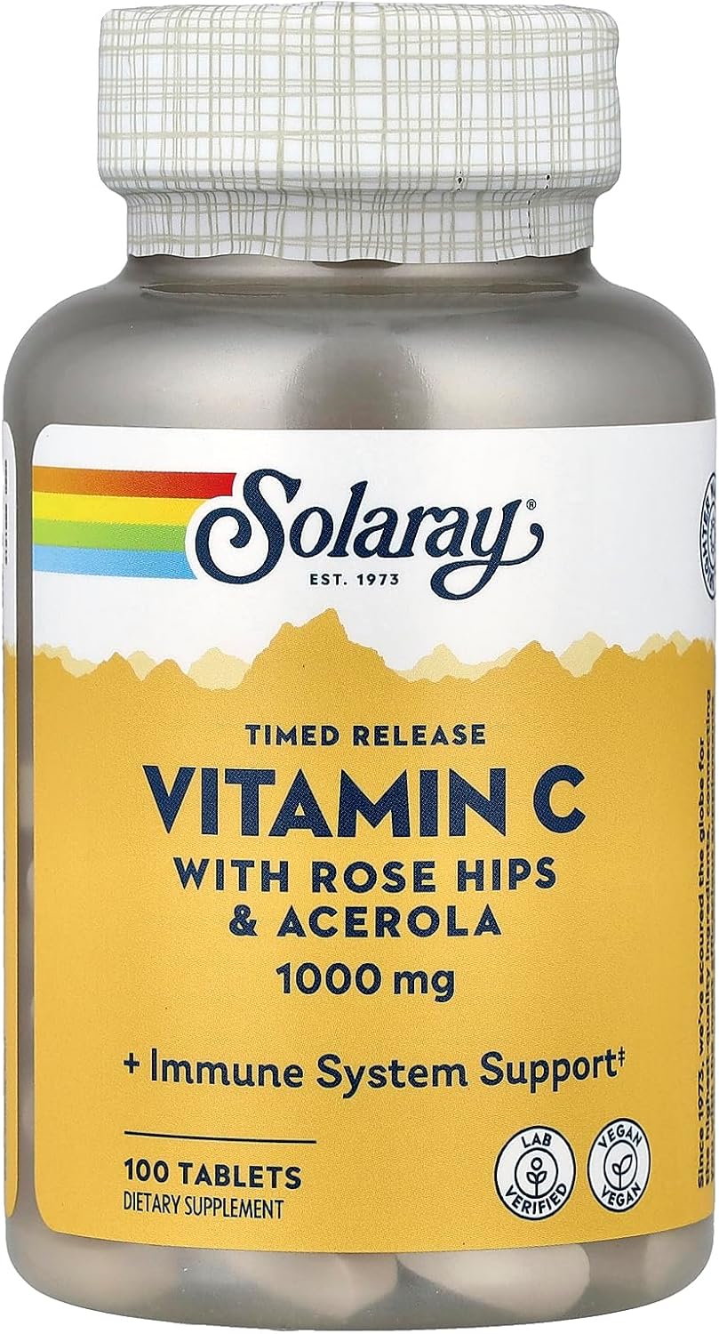SOLARAY Vitamin C 1000 mg Timed Release Tablets with Rose Hips & Acerola Bioflavonoids