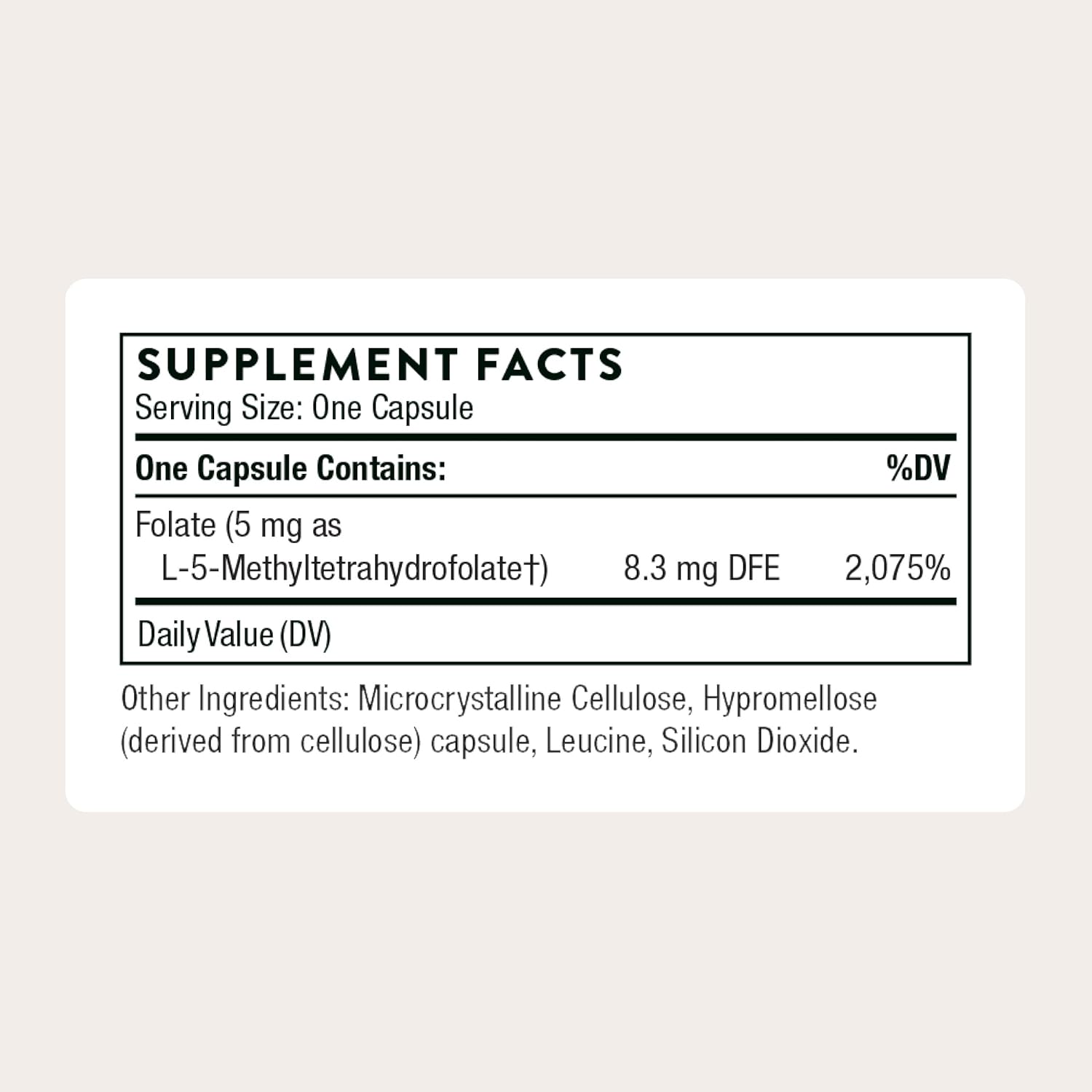 Thorne 5-MTHF - Methylfolate (Active B9 Folate) - 5 mg, 60 Capsules