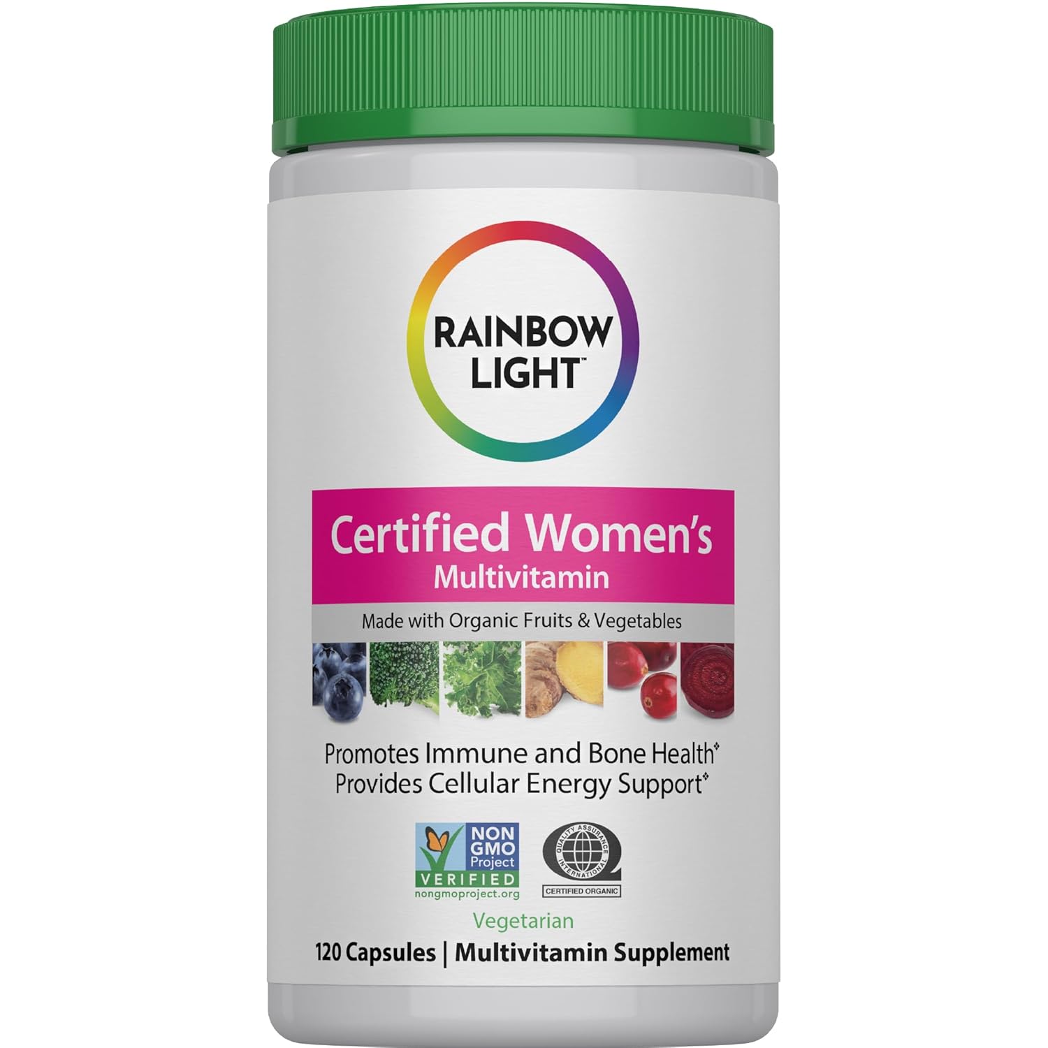 Rainbow Light Women's Multivitamin – 120 Vegetarian Capsules – Organic Fruits & Vegetables, Non-GMO