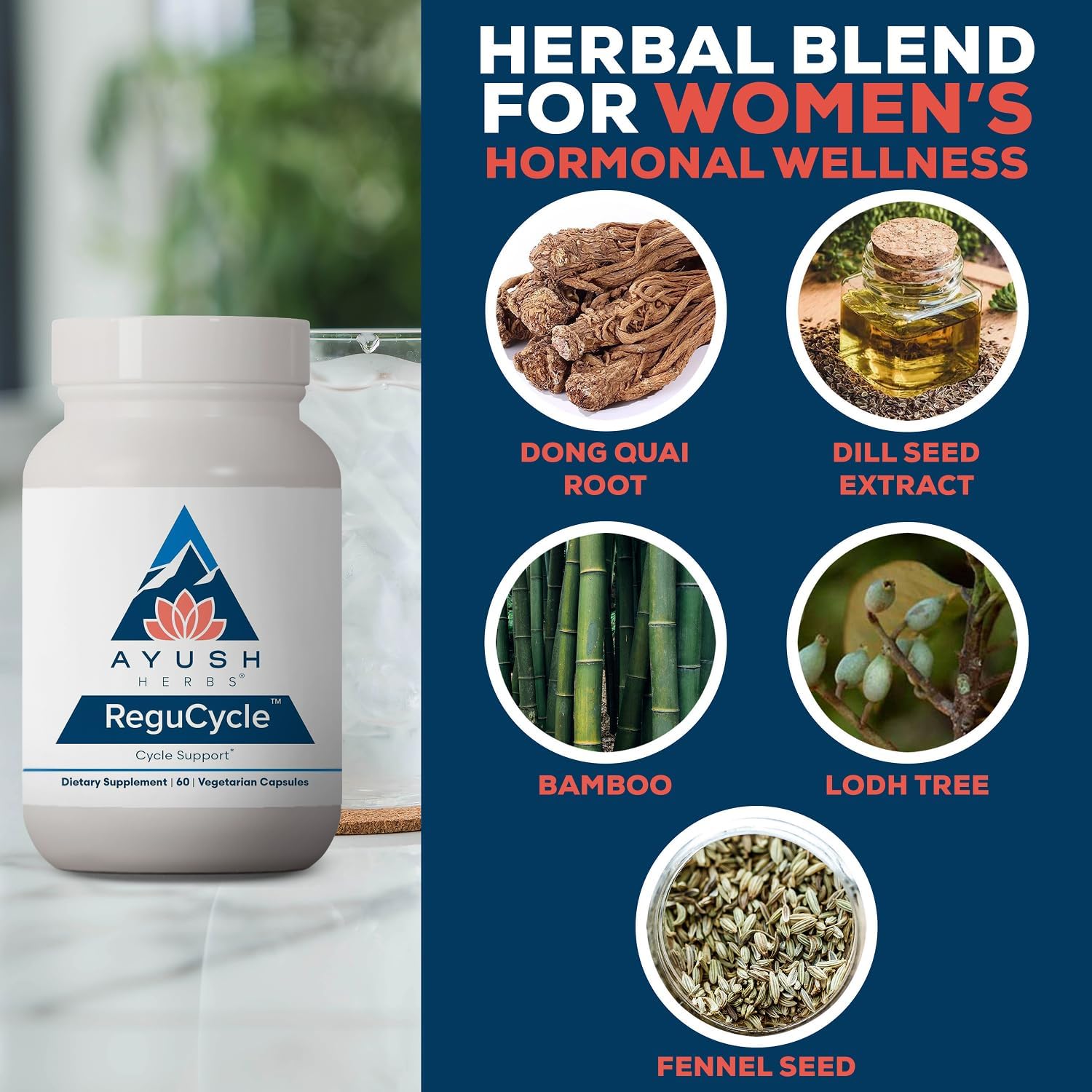 Ayush Herbs Regu-Cycle - Hormone Balance for Women, 60 Capsules - görsel 4