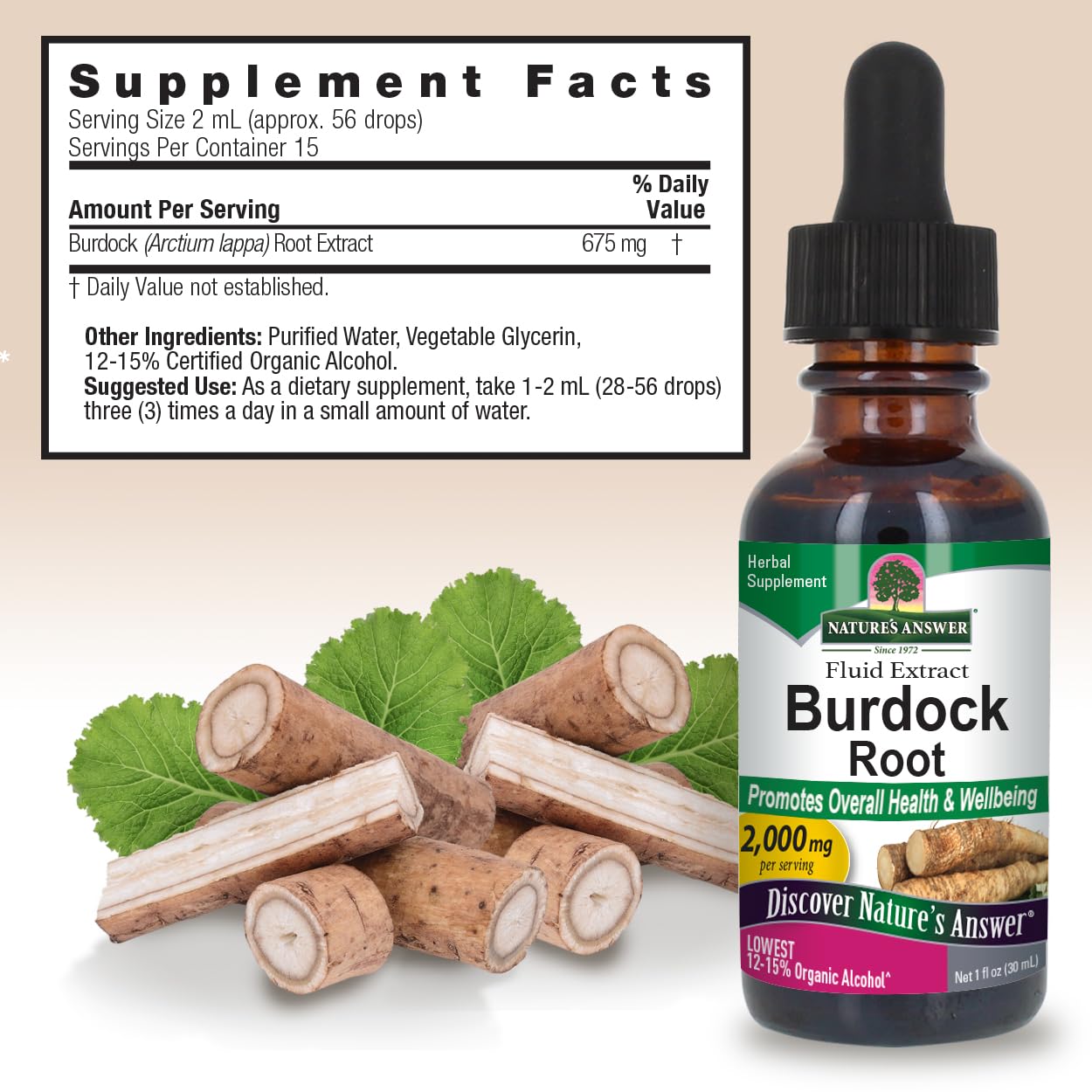 Nature's Answer Burdock Root with Organic Alcohol Extract, 1 fl oz (30 mL)