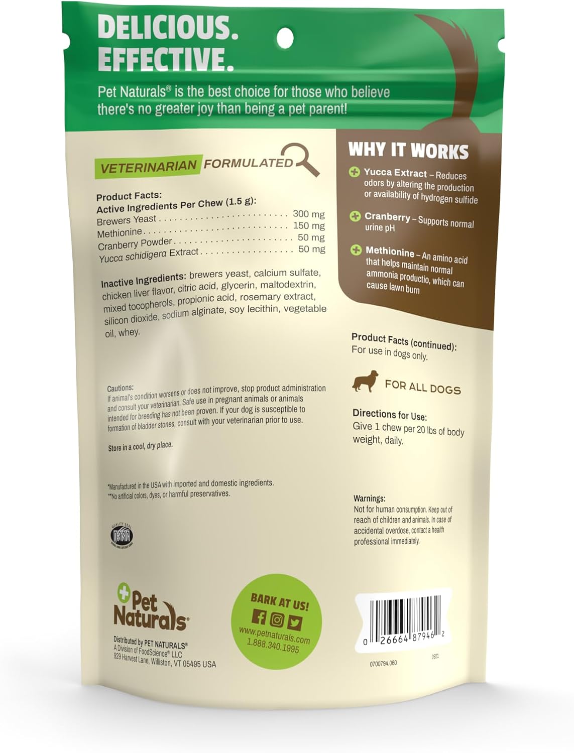 Pet Naturals Lawn Aid Soft Chews for Dogs – Chicken Flavour – 60 Count