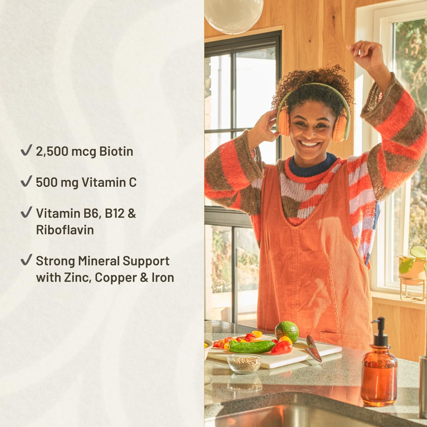 KAL Hair Force Supplement – High Potency Biotin for Hair, Skin and Nails, 60 Vegetable Capsules