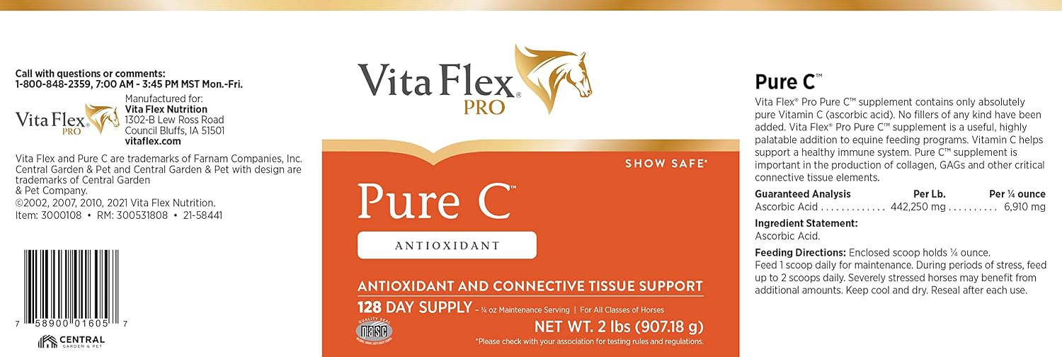 Vita Flex Pro Pure C – Premium Antioxidant Vitamin C for Horses, 2 lb